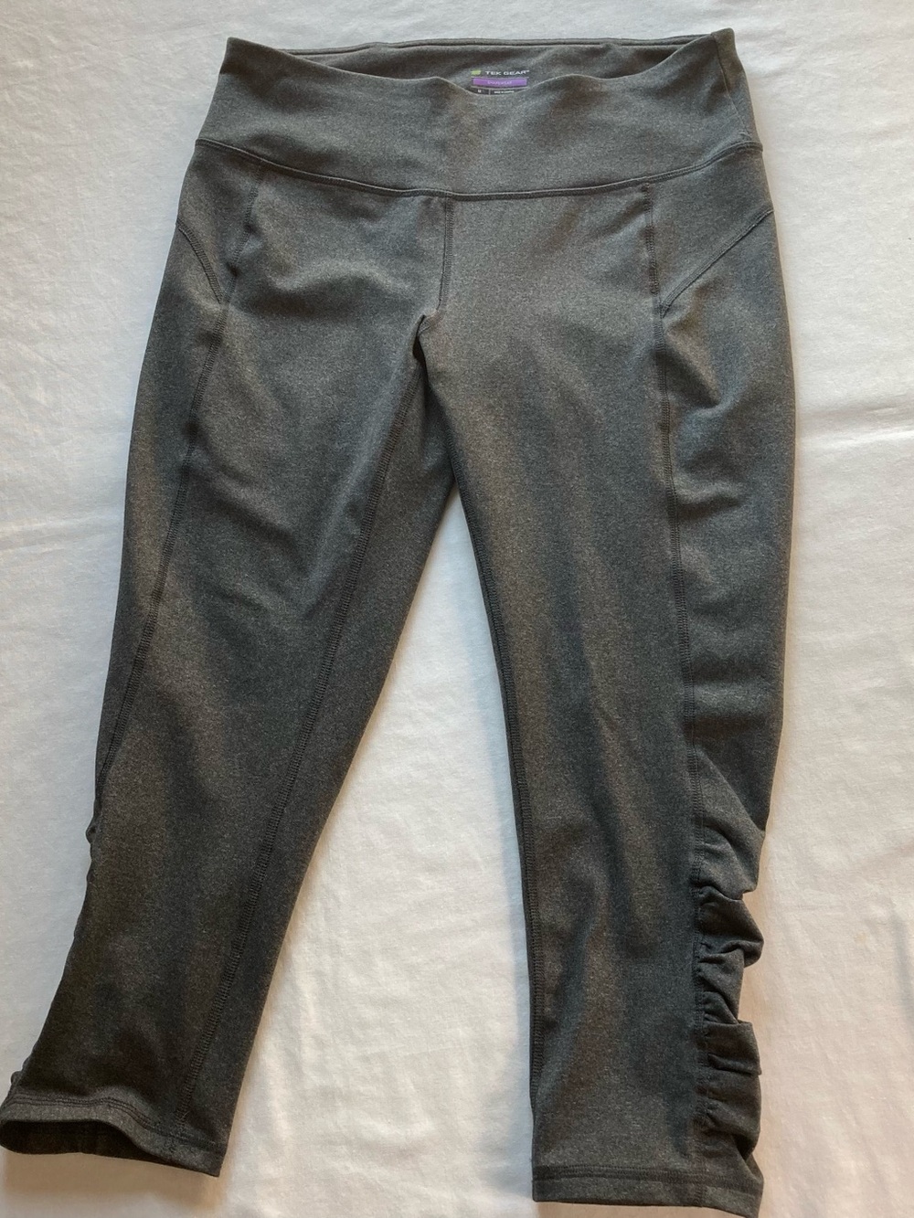 Tek Gear Shapewear Charcoal Gray Capri Leggings with Ruched side detail